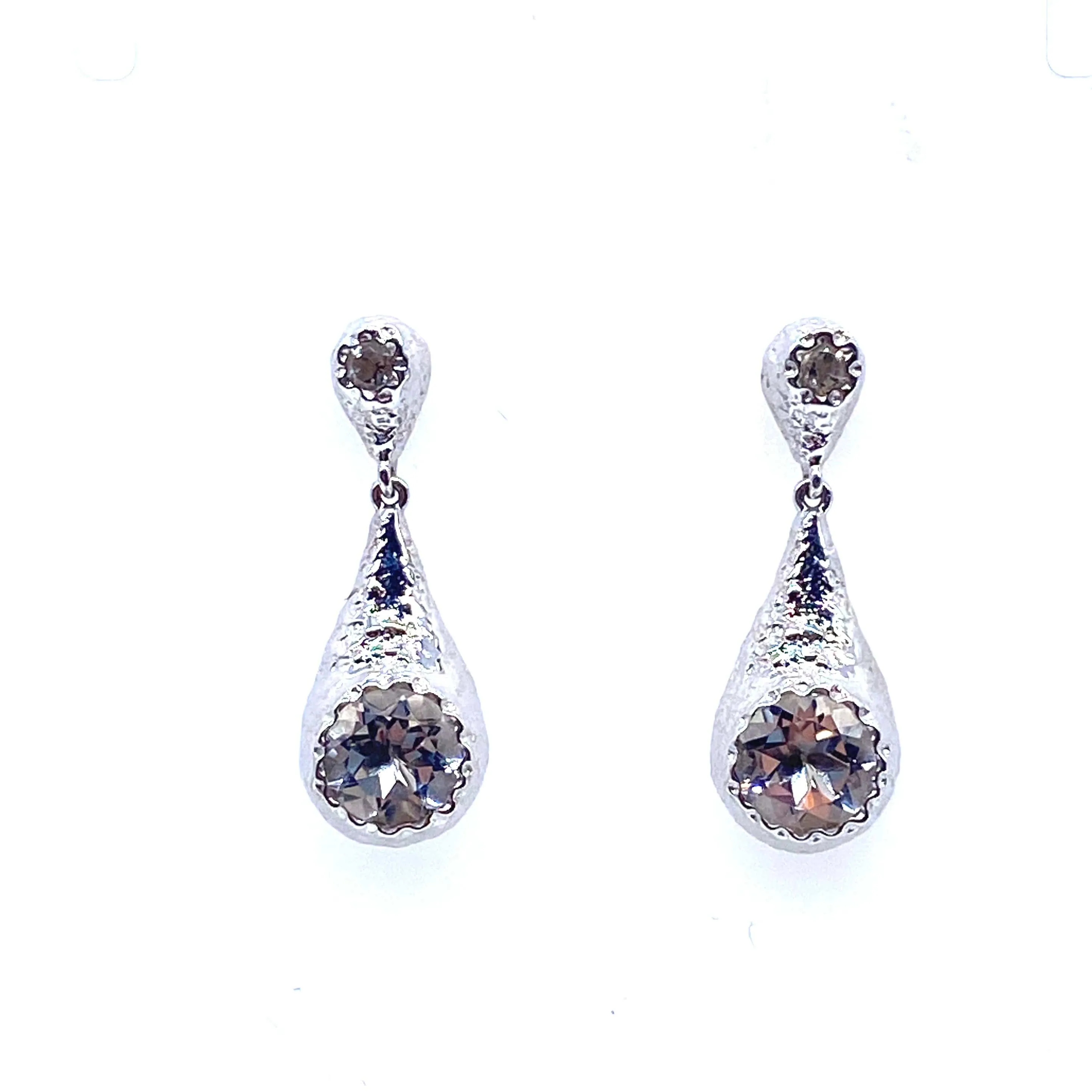 Dune Sterling Silver Drop Rock Crystal Earrings