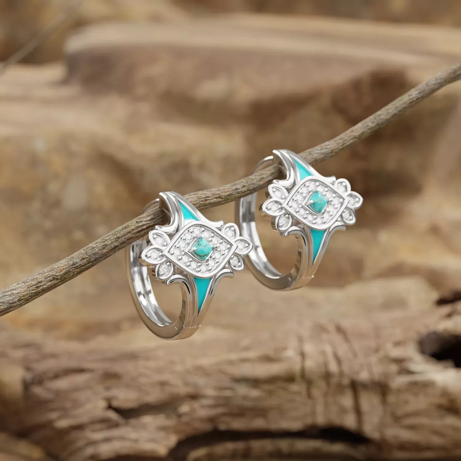 Eagle's Feather Earrings - Turquoise