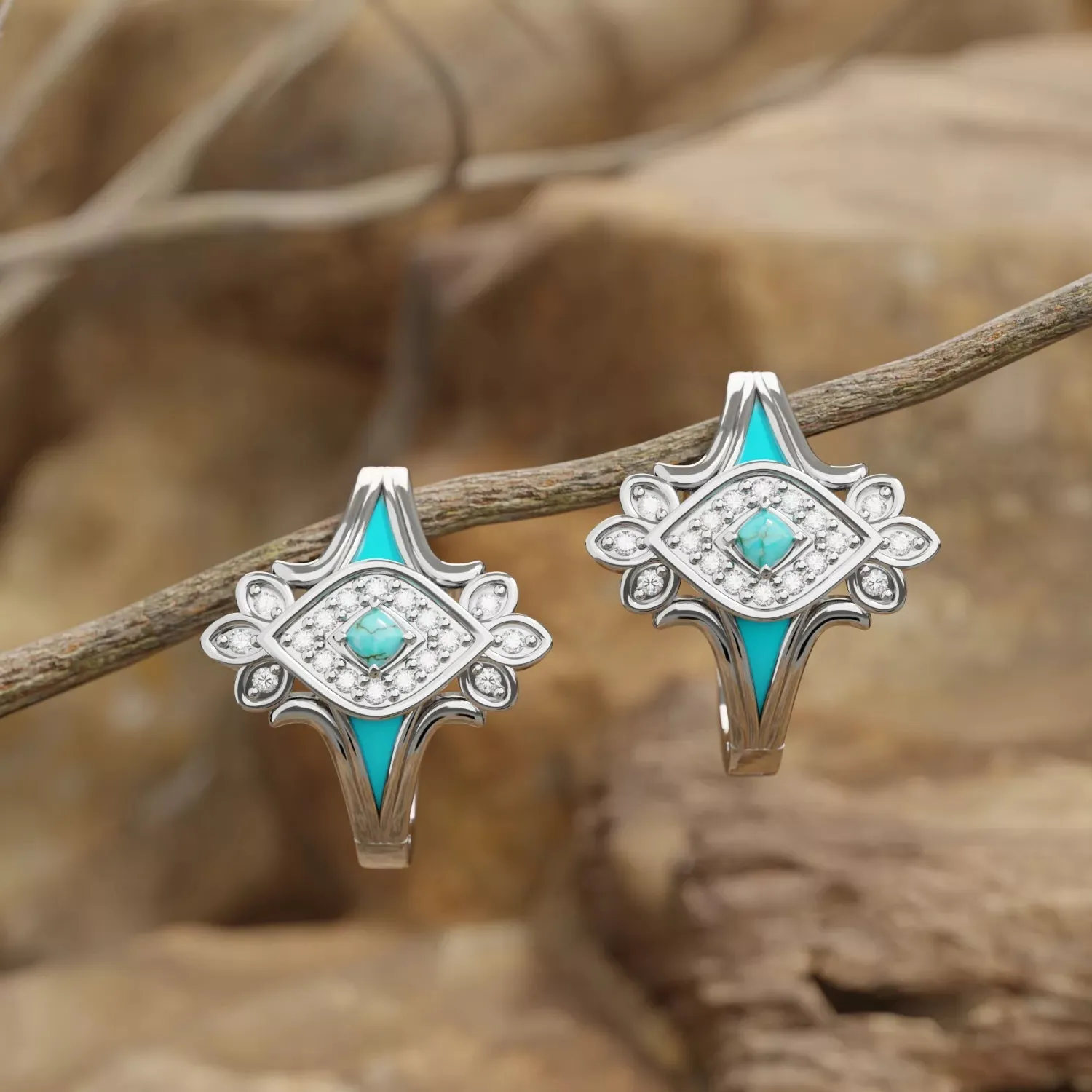 Eagle's Feather Earrings - Turquoise