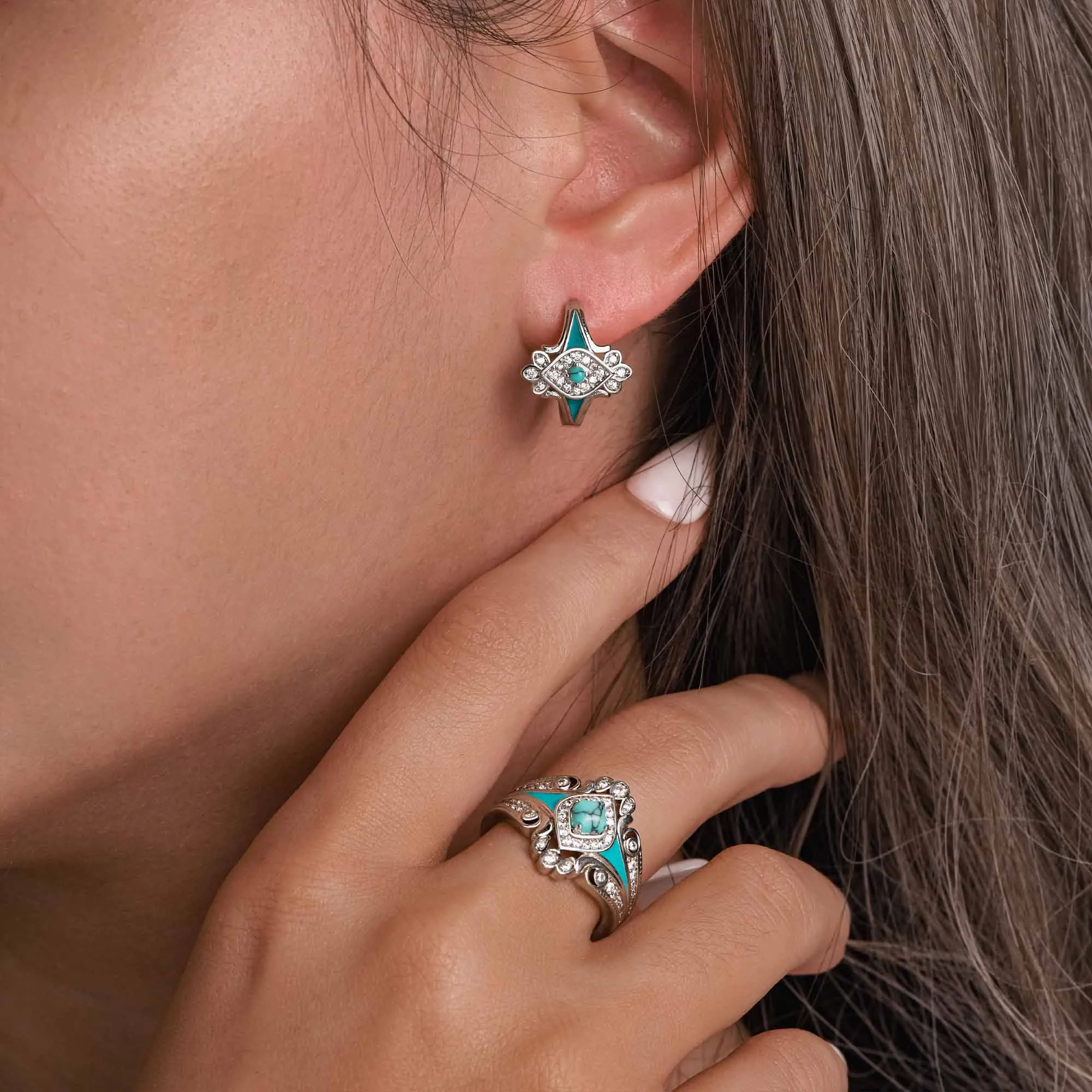 Eagle's Feather Earrings - Turquoise