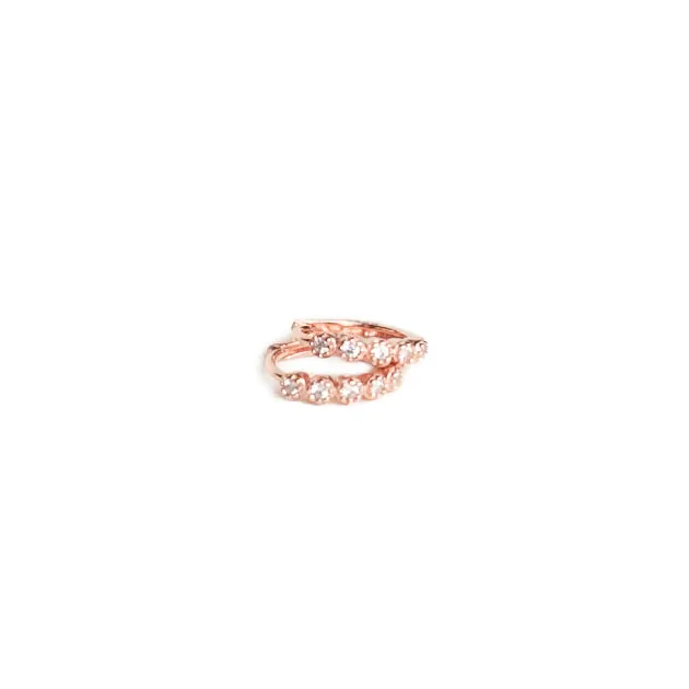 Earring Hoop Rose Gold Vermeil with Cubic Zirconia Inlay Small, Single or a Pair