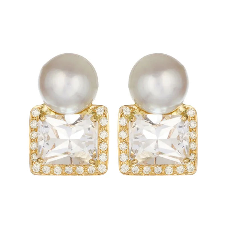 Earrings - Crystal, Diamonds and South Sea Pearl