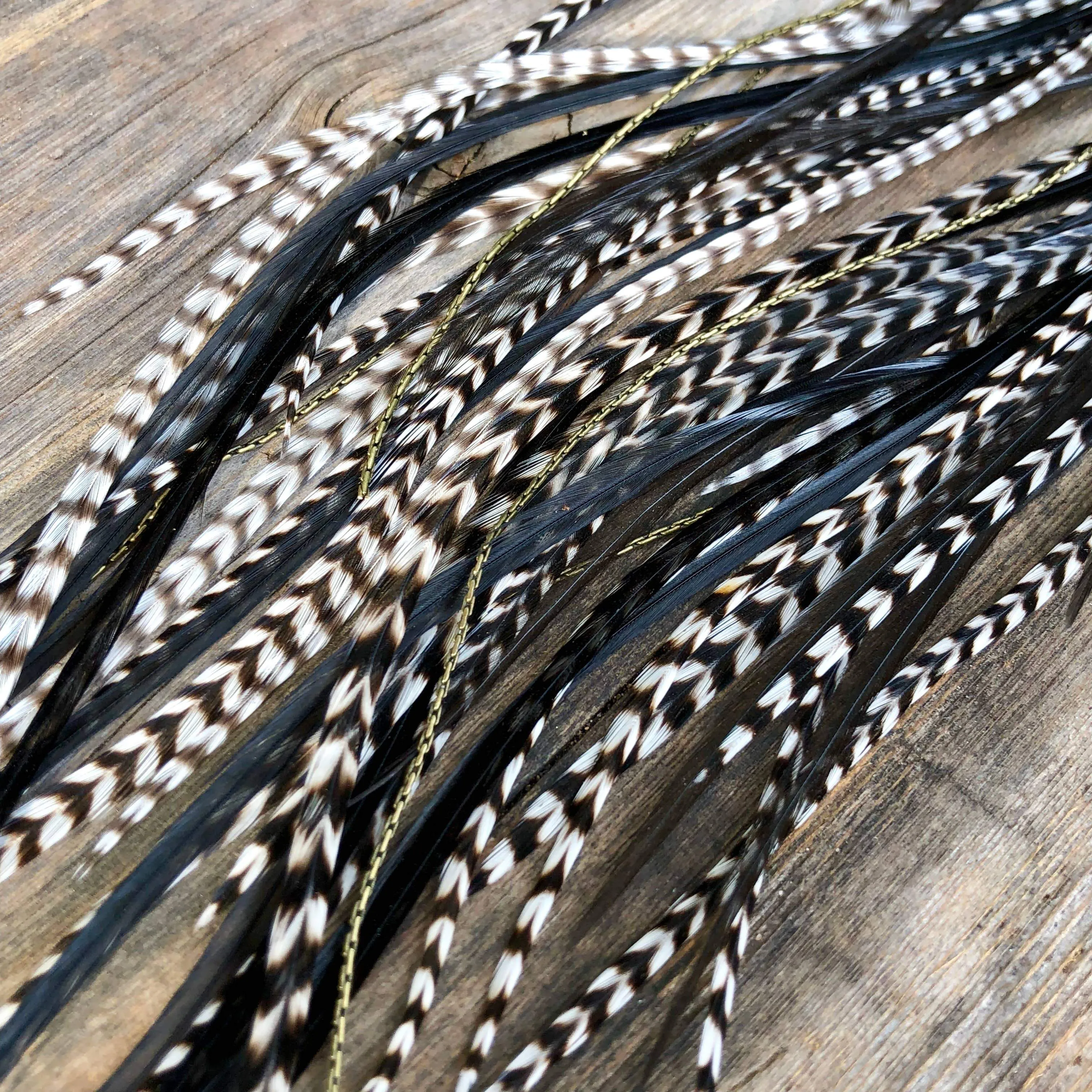 Earrings, Extra Long Feathers, Grizzly, RG-E1121F - SALE!