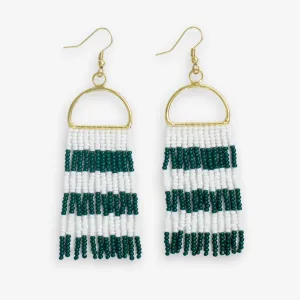 Earrings - INK ALLOY Fringe Earrings - Green/White