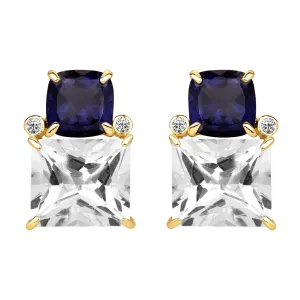 Earrings - Iolite, Crystal And Diamond (2382H)