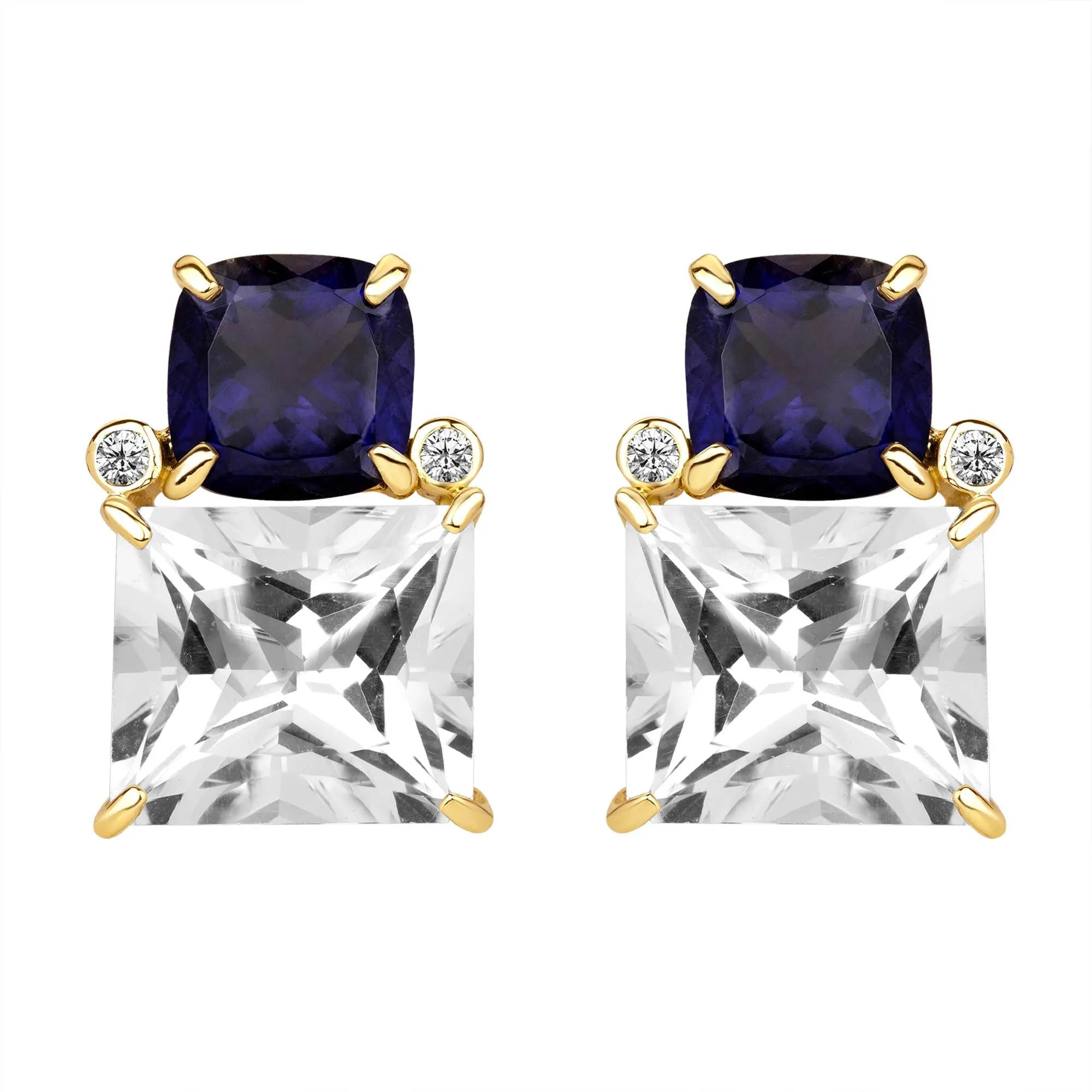 Earrings - Iolite, Crystal And Diamond (2382H)
