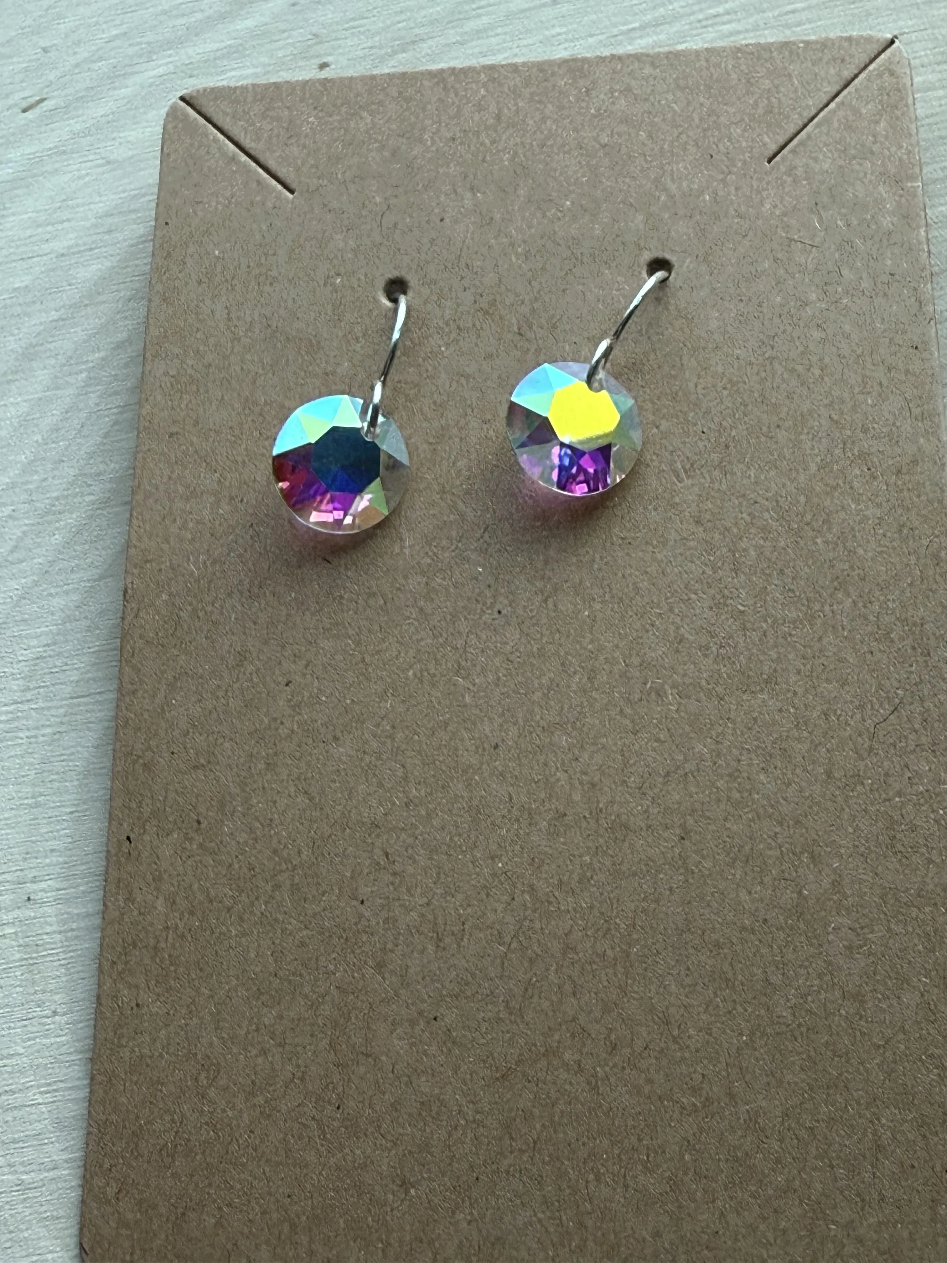 Earrings | Iridescent Crystal Drops with Solid Sterling Silver