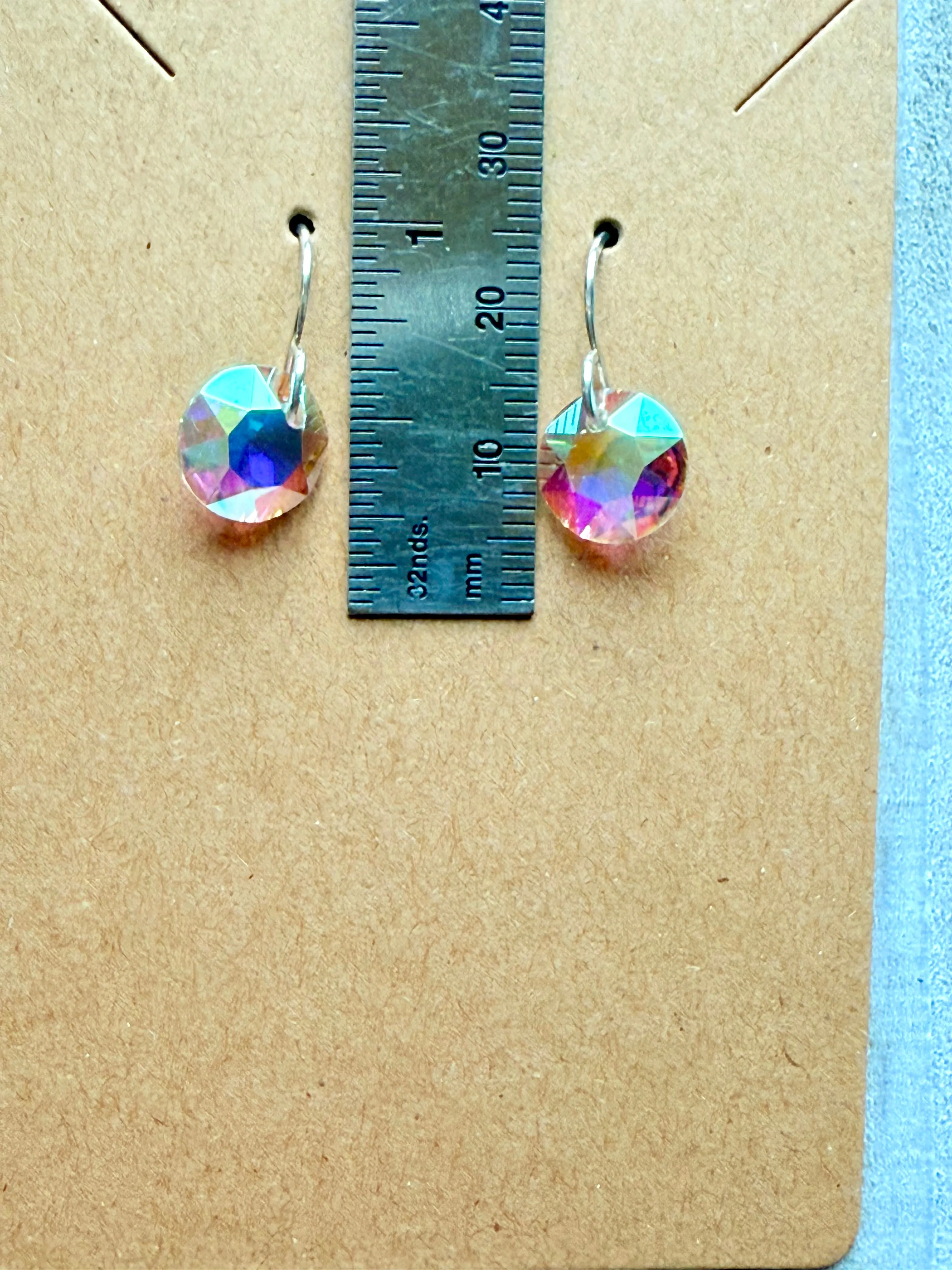 Earrings | Iridescent Crystal Drops with Solid Sterling Silver