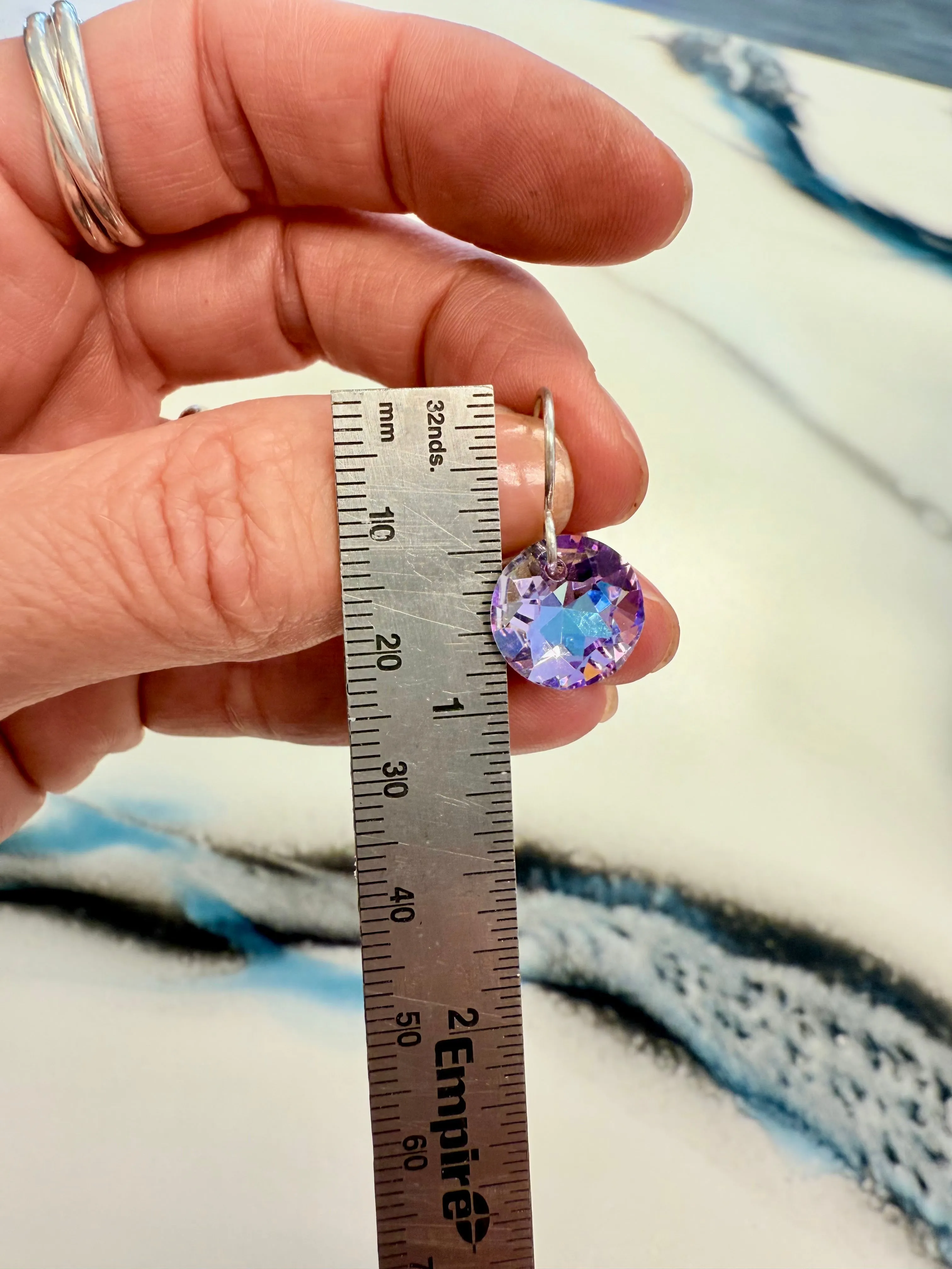 Earrings | Iridescent Crystal Drops with Solid Sterling Silver