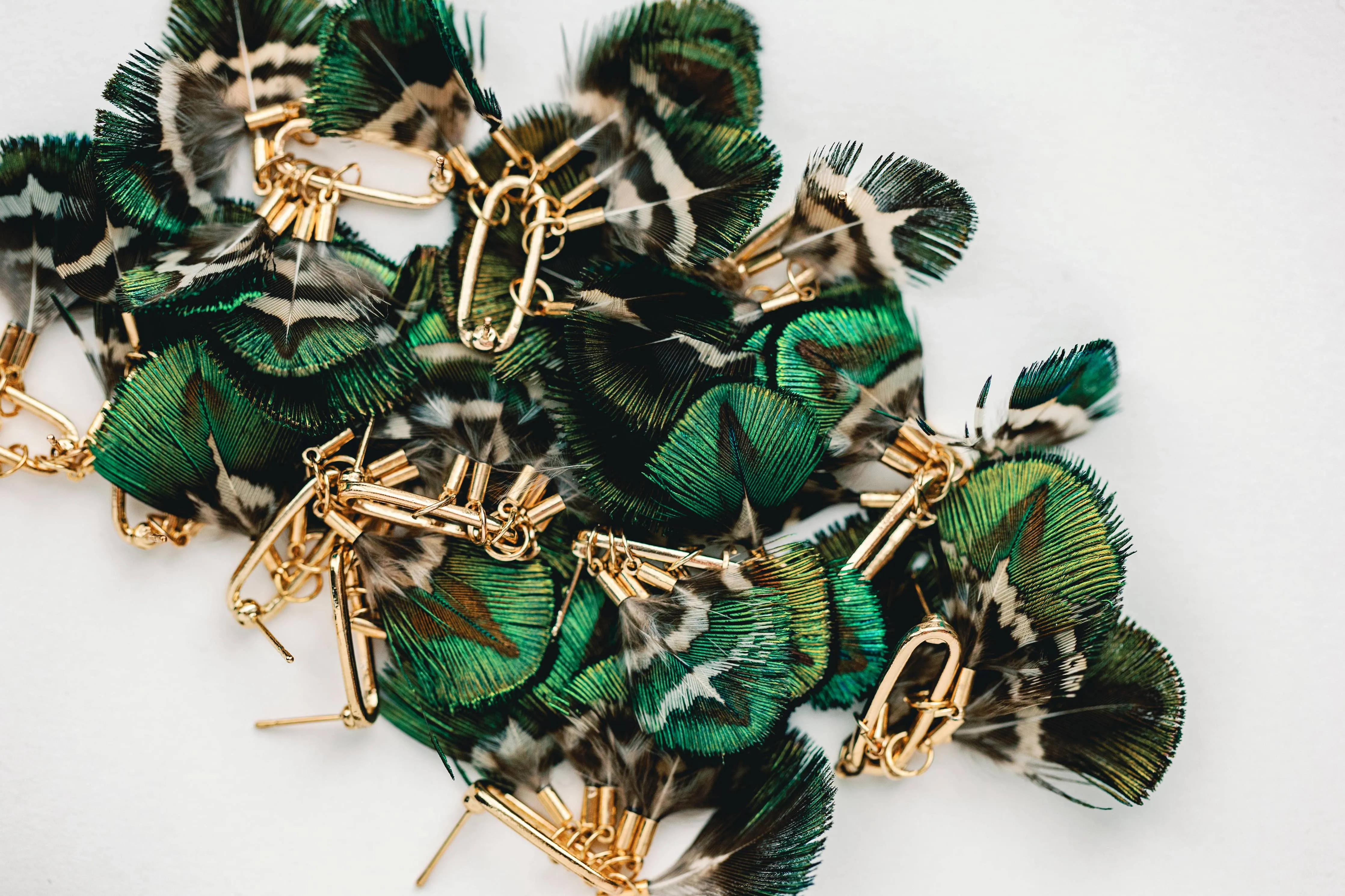 Earrings - Mallard Feather Tassel Statement Earrings