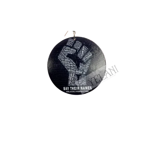 Earrings - Say Their Name- Black Wooden Disc