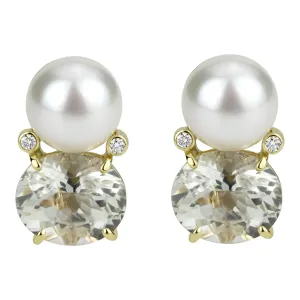 Earrings - South Sea Pearl, Crystal And Diamond (2302D)