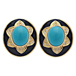 Earrings-Turquoise and Diamond (Enamel)