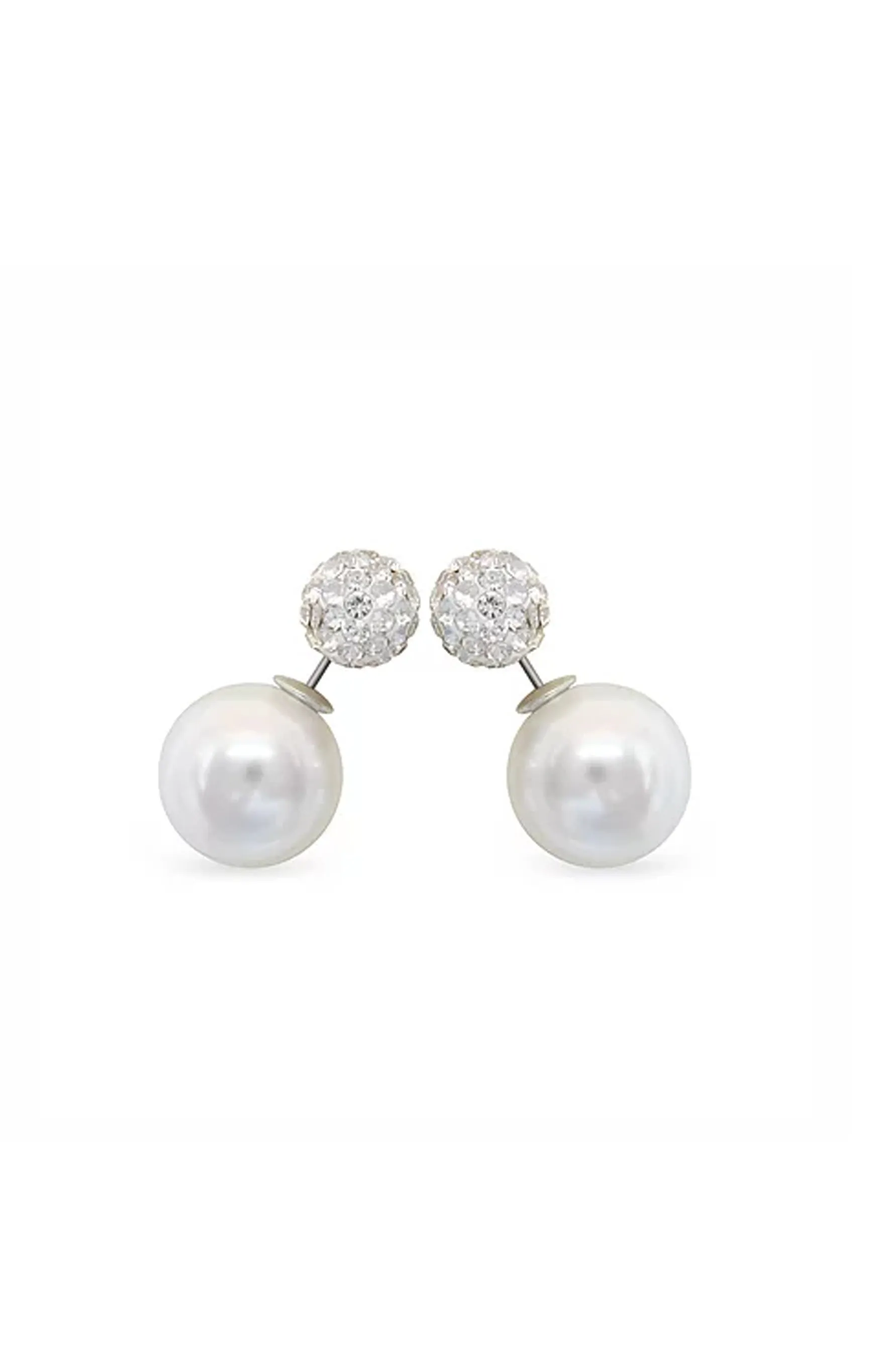 EarSense CH232 Pearl & Crystal Ball Double Studs