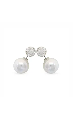 EarSense CH232 Pearl & Crystal Ball Double Studs