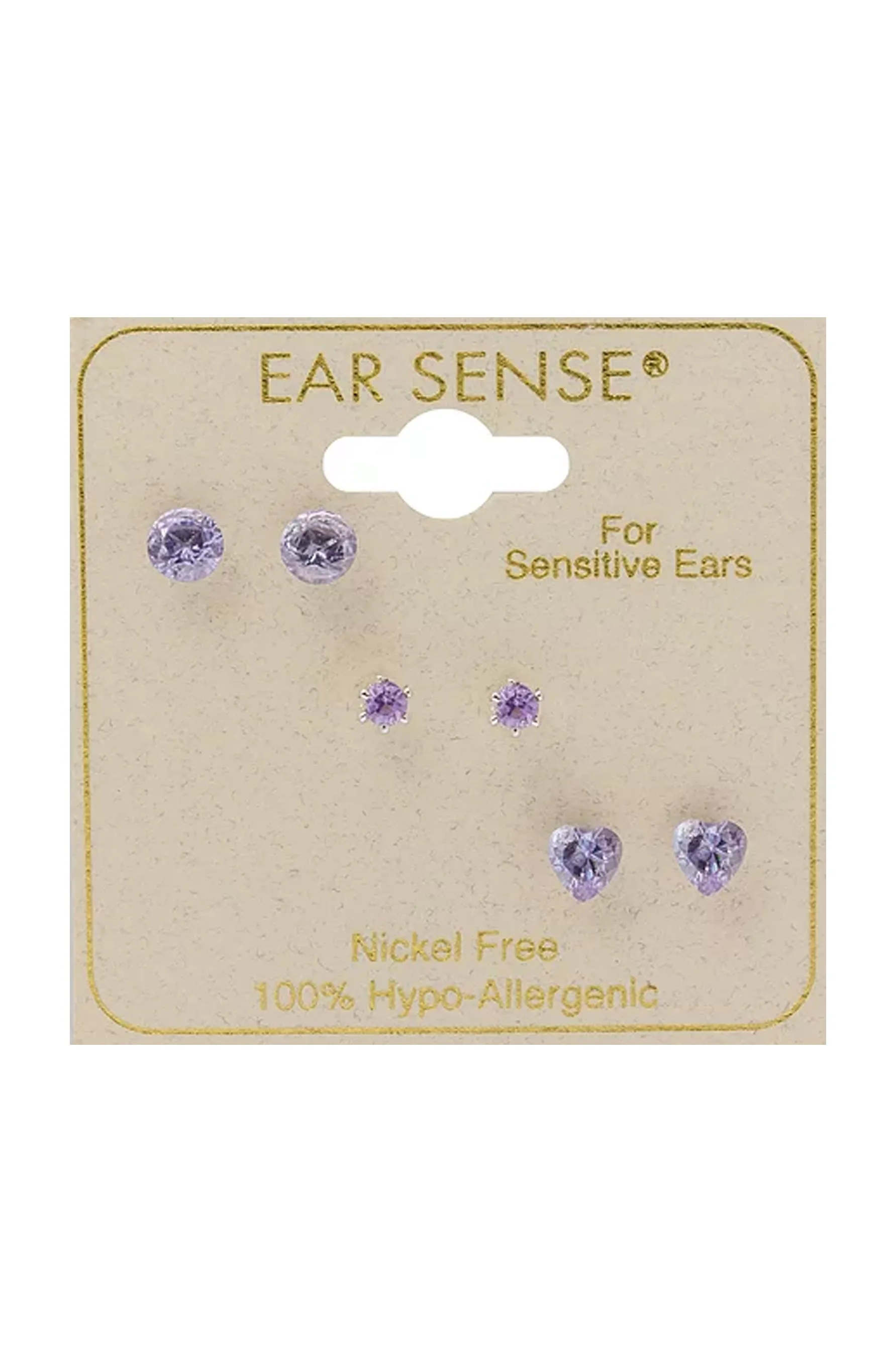 EarSense F4-1057 Lavender Crystal Trio with Heart