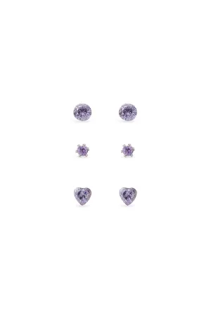 EarSense F4-1057 Lavender Crystal Trio with Heart