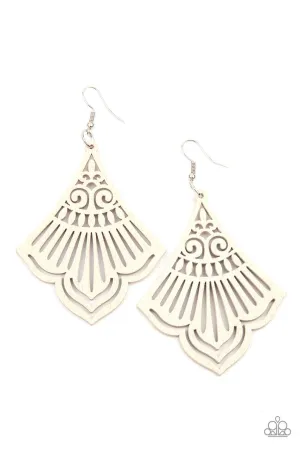 Eastern Escape White Paparazzi Earrings