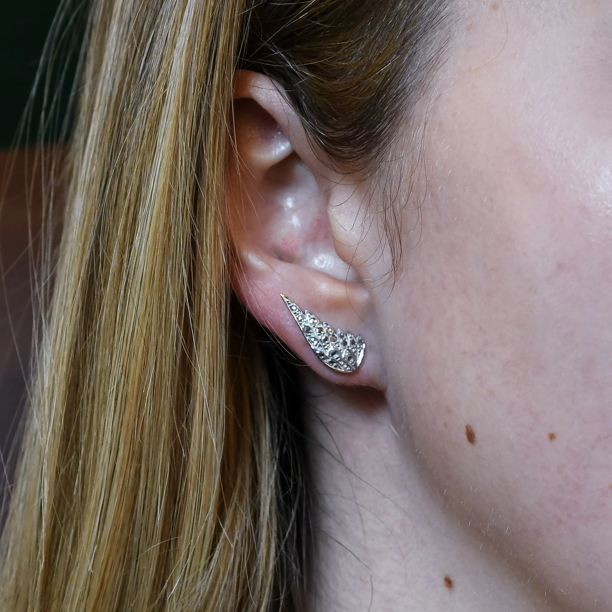 Edwardian Diamond Wing Stud Earrings layaway deposit