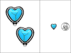 Emily's Heart Stud Earrings - Turquoise