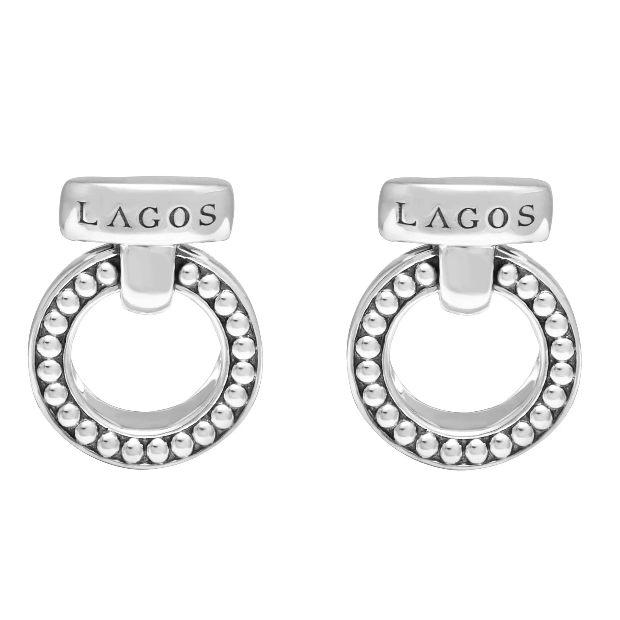 Enso Caviar Circle Bar Earrings