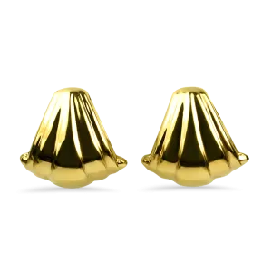 Estate 14k Yellow Gold Shell Design Earrings