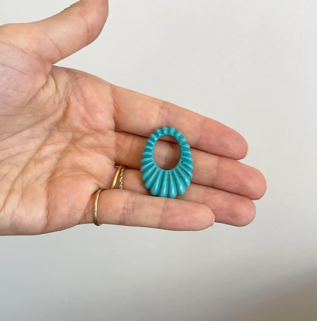 Estate Turquoise Oval Fluted Disc Earring Charms