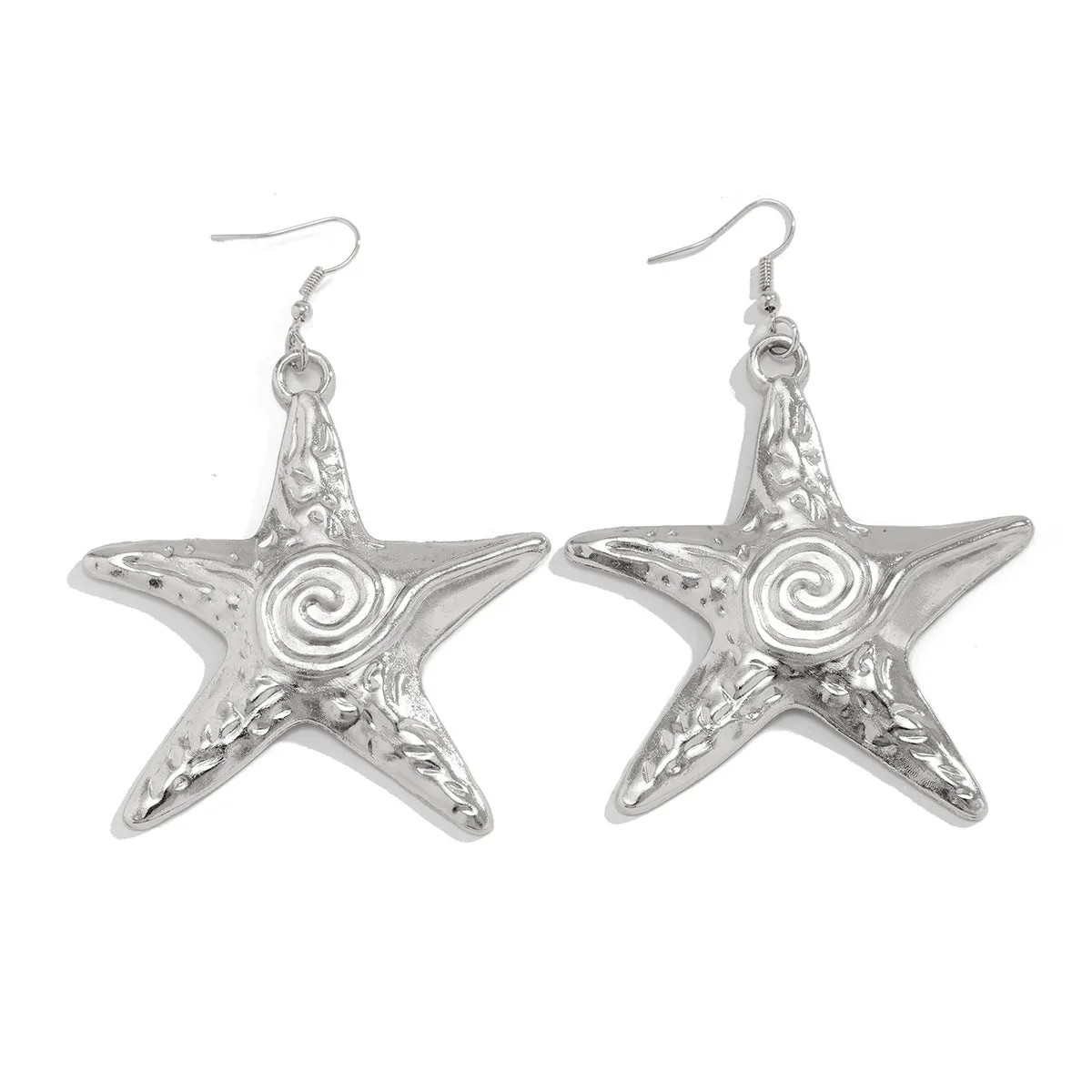 Europe and America Cross Border Ornament Exaggerated Big Starfish Design Metal Stud Earrings Ocean Style Fashion Star Beach Earrings