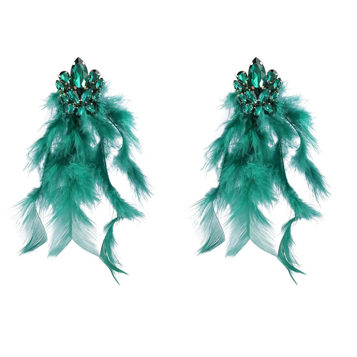 Exaggerated Long Feather Tassel  Bohemian Earrings