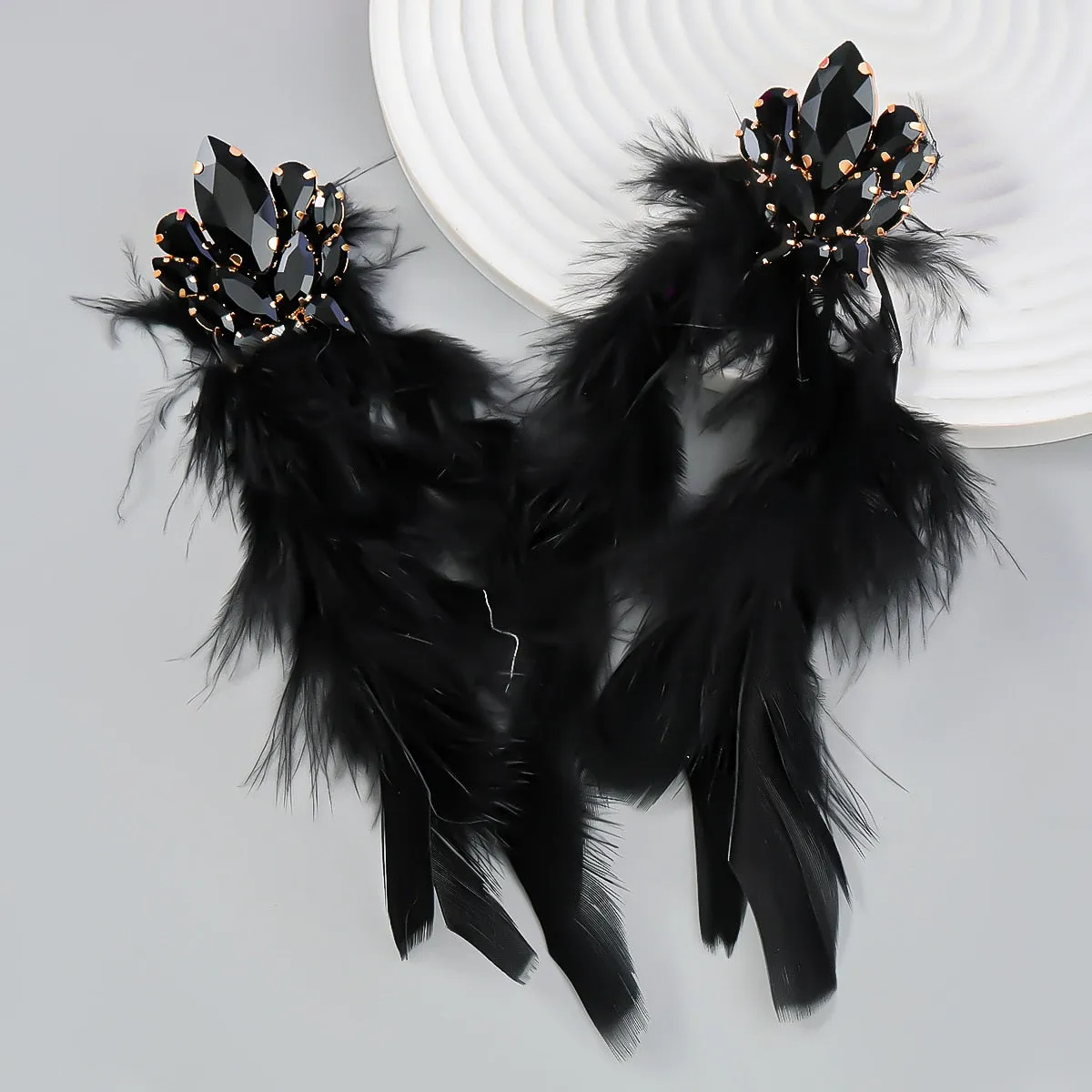 Exaggerated Long Feather Tassel  Bohemian Earrings