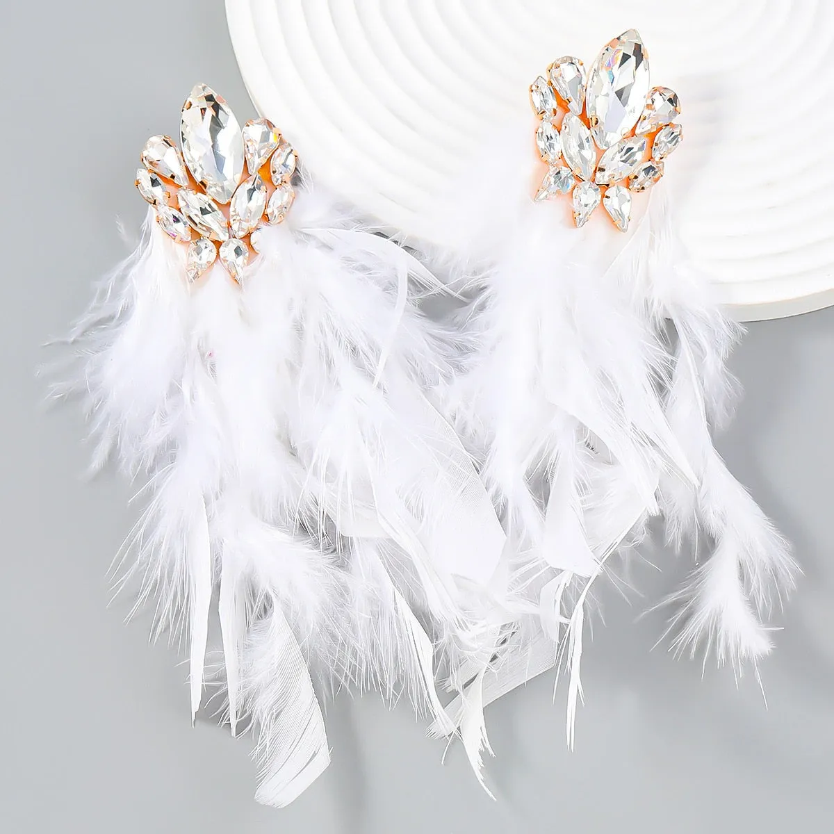 Exaggerated Long Feather Tassel  Bohemian Earrings