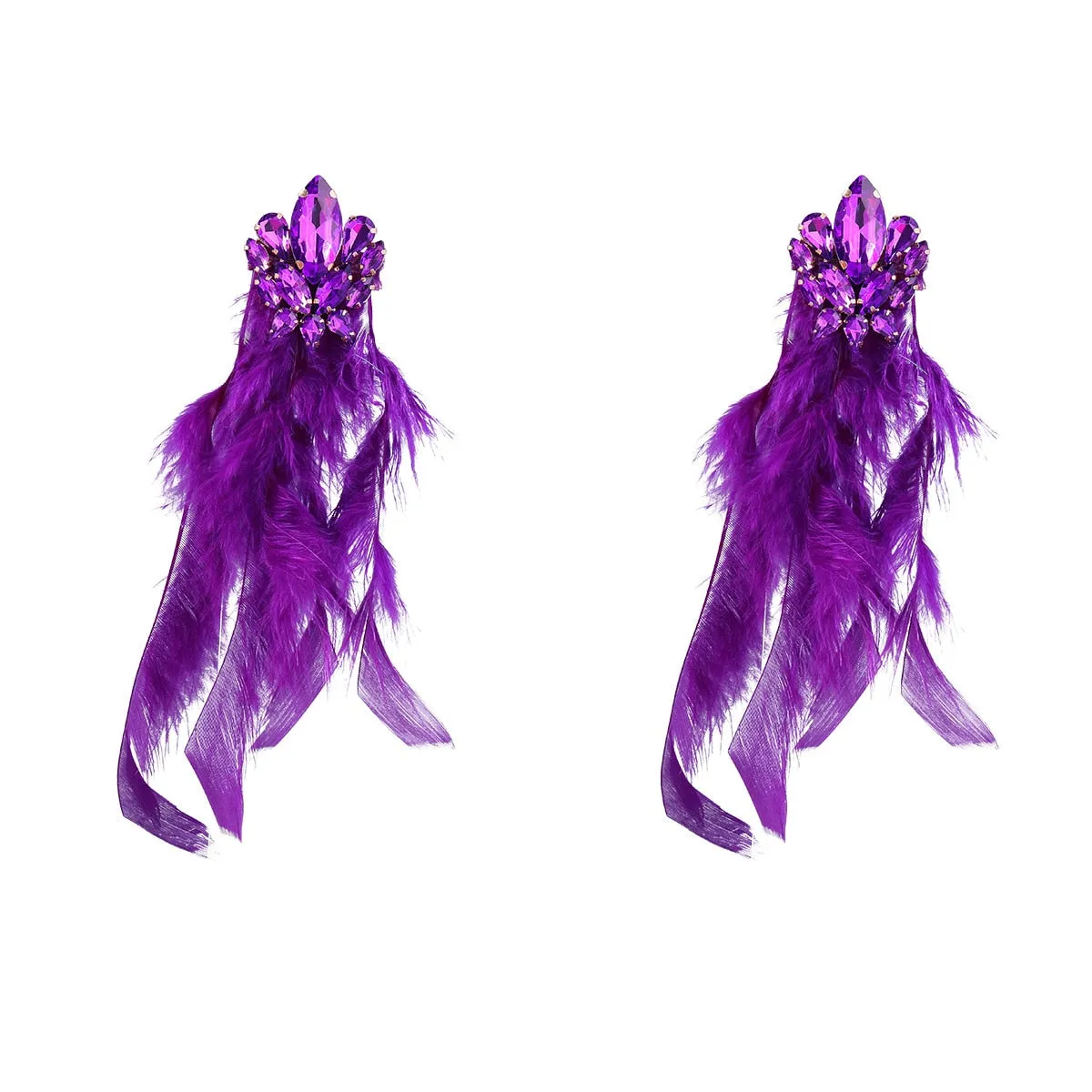 Exaggerated Long Feather Tassel  Bohemian Earrings