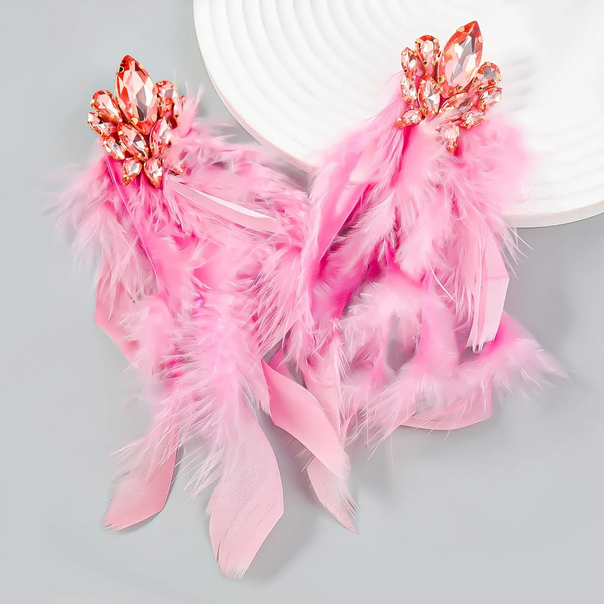 Exaggerated Long Feather Tassel  Bohemian Earrings