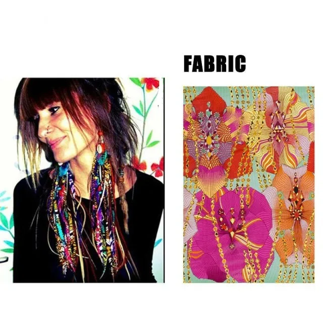 Fabric Handmade Earrings With Tassel