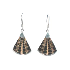 Fan Shaped Two-Tone Shell Dangle Earrings - Multiple Colors Available
