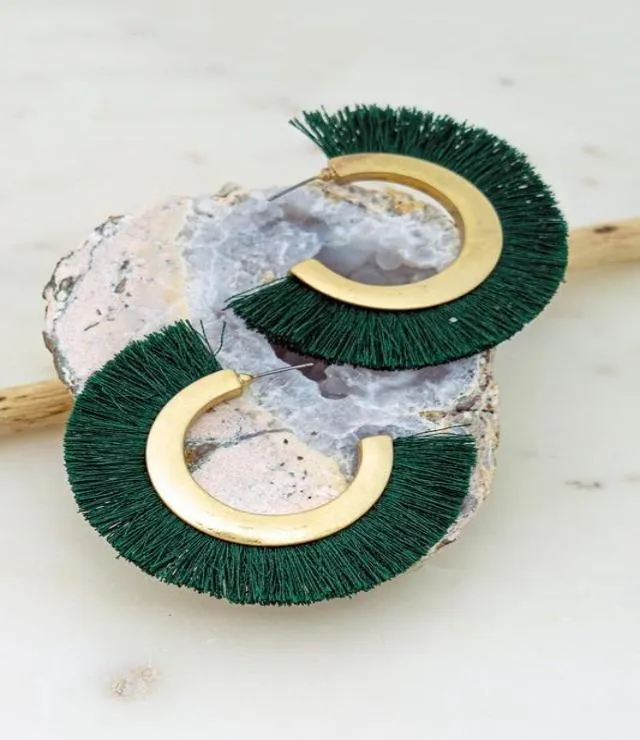 Fan Tassel Hoop Earrings