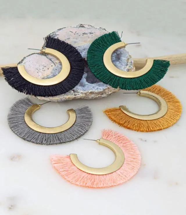 Fan Tassel Hoop Earrings