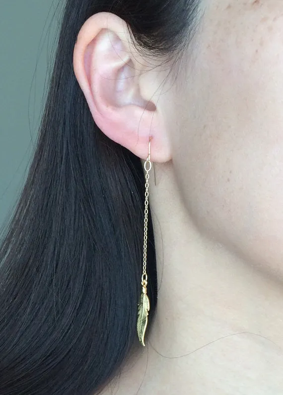 Feather Chain Earrings