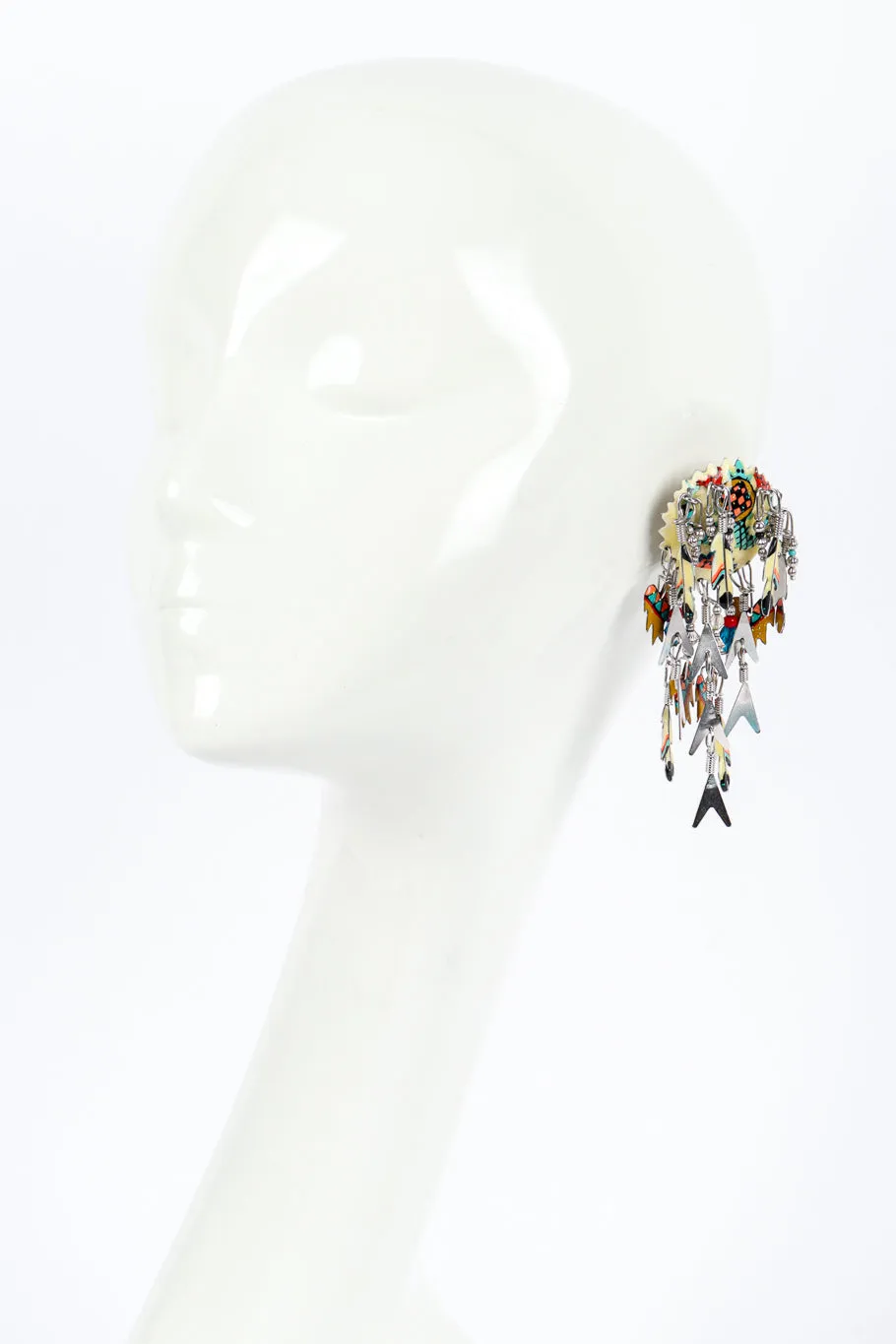 Feather Charm Chandelier Earrings