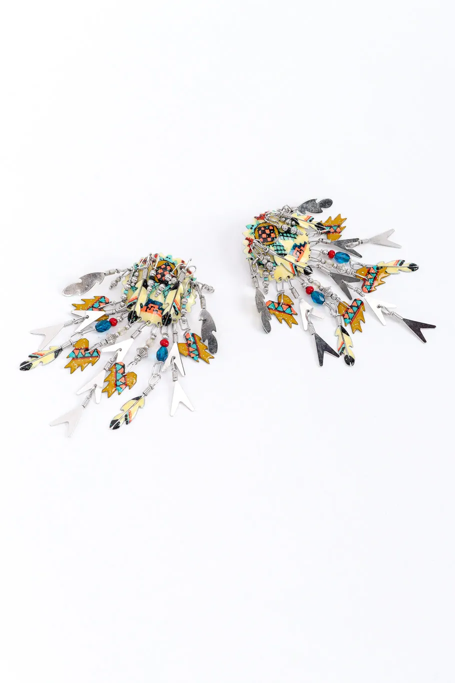 Feather Charm Chandelier Earrings