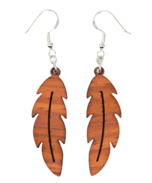 Feather Earrings - Padauk Wood
