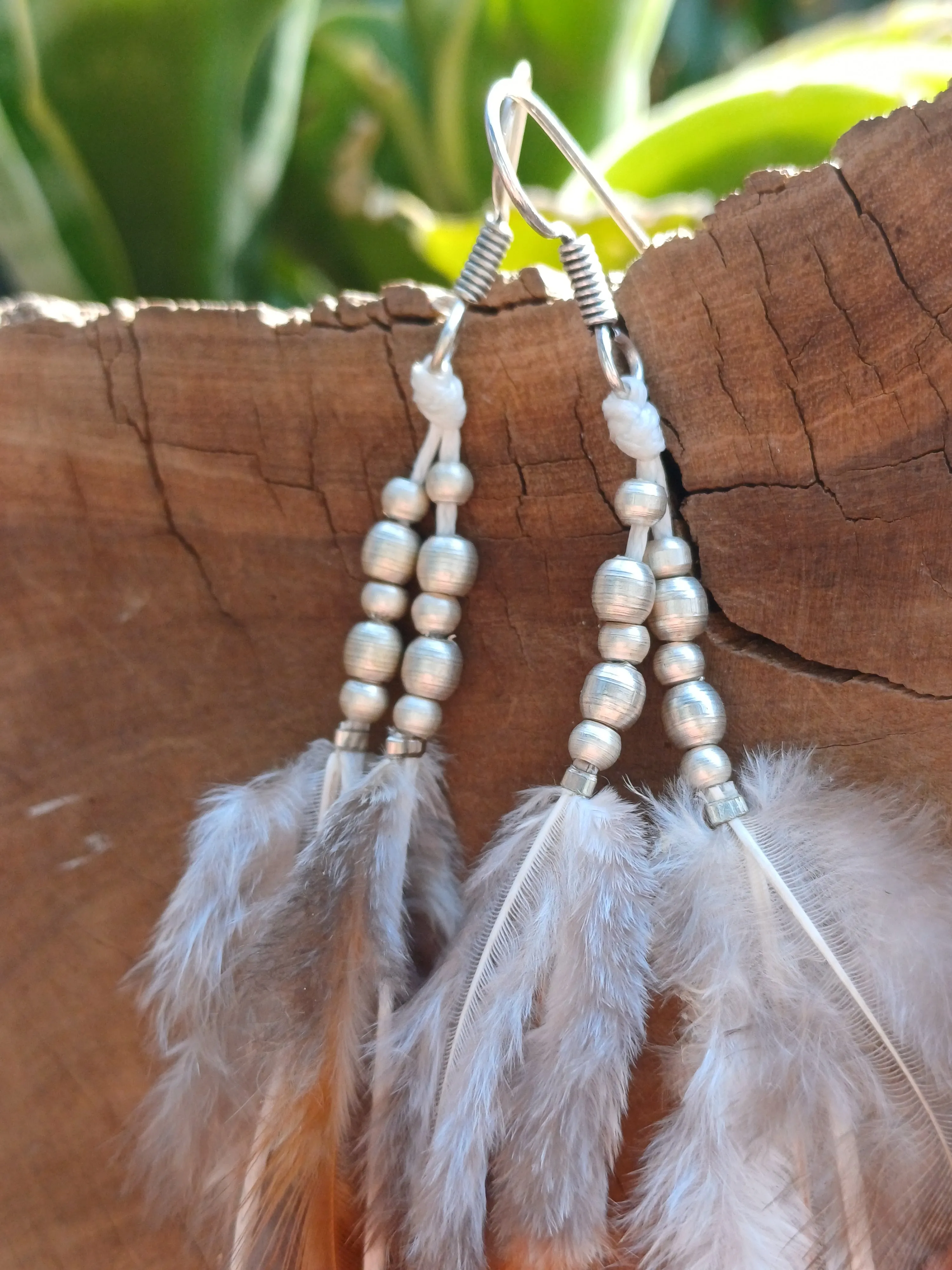 Feather Earrings With Beads