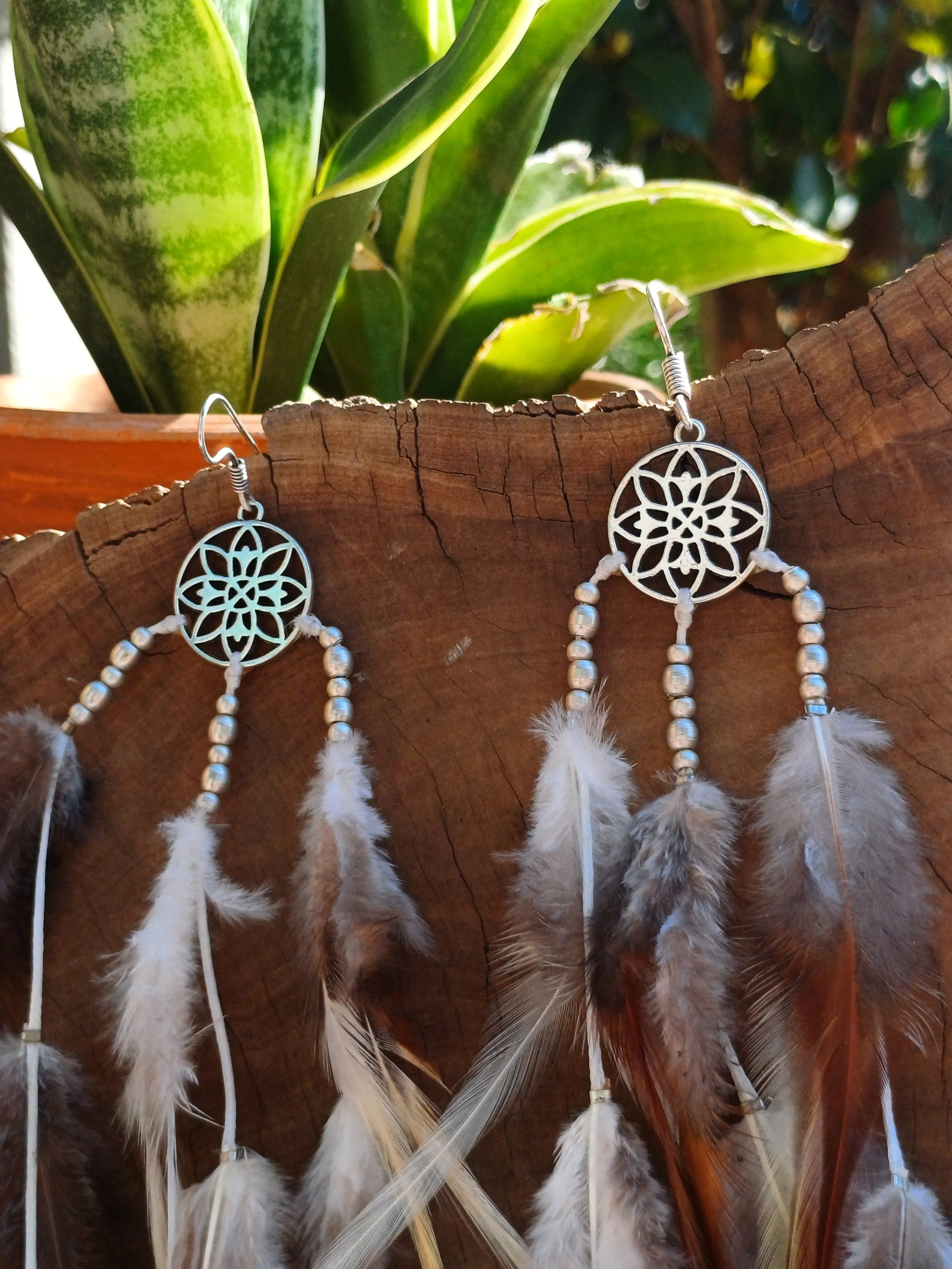 Feather Earrings With Charms