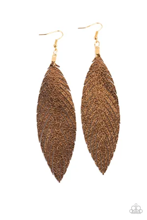 Feather Fantasy Gold Paparazzi Earrings