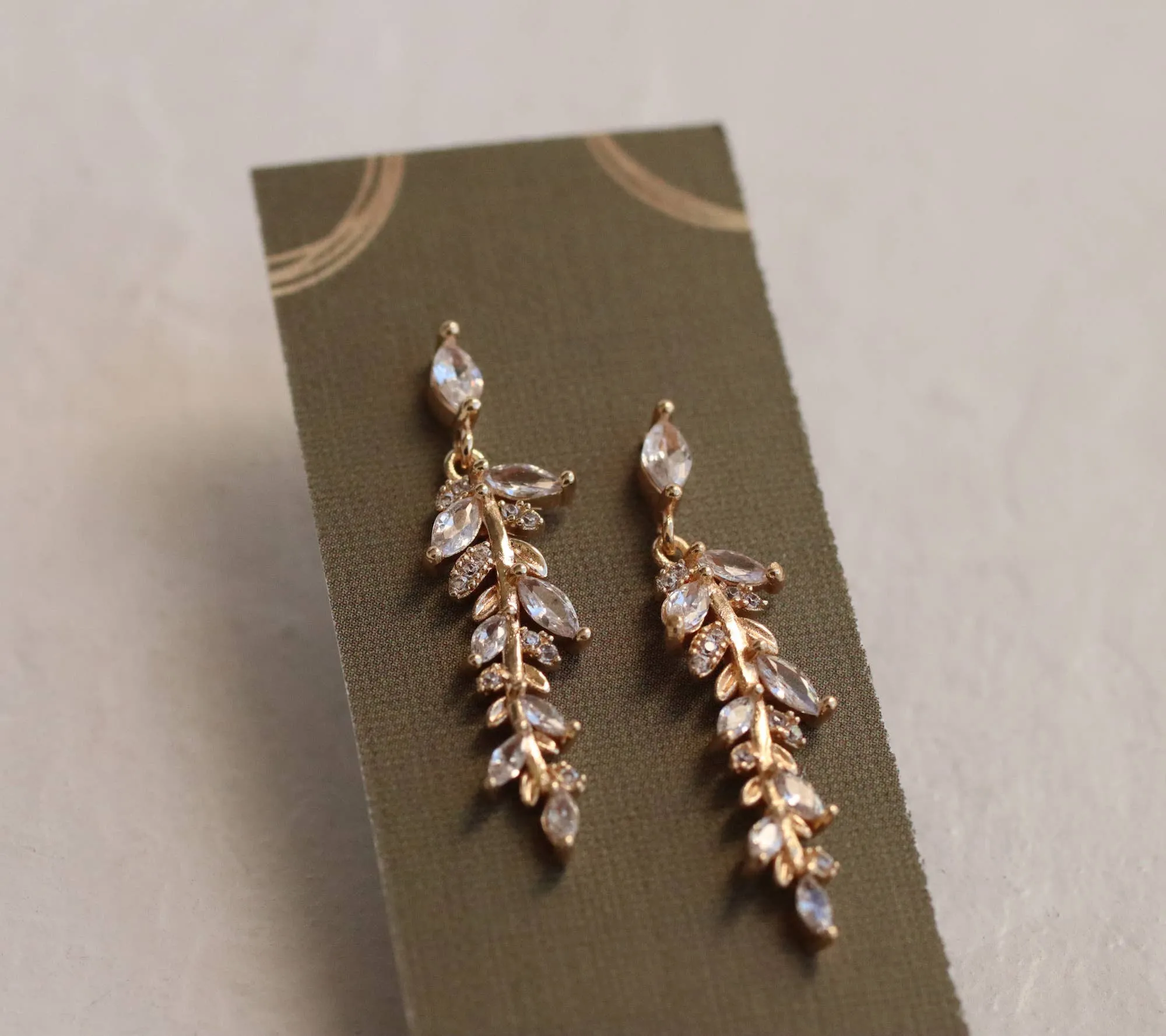 Feather Fern Drop Earrings   Glass & Cork Cloche