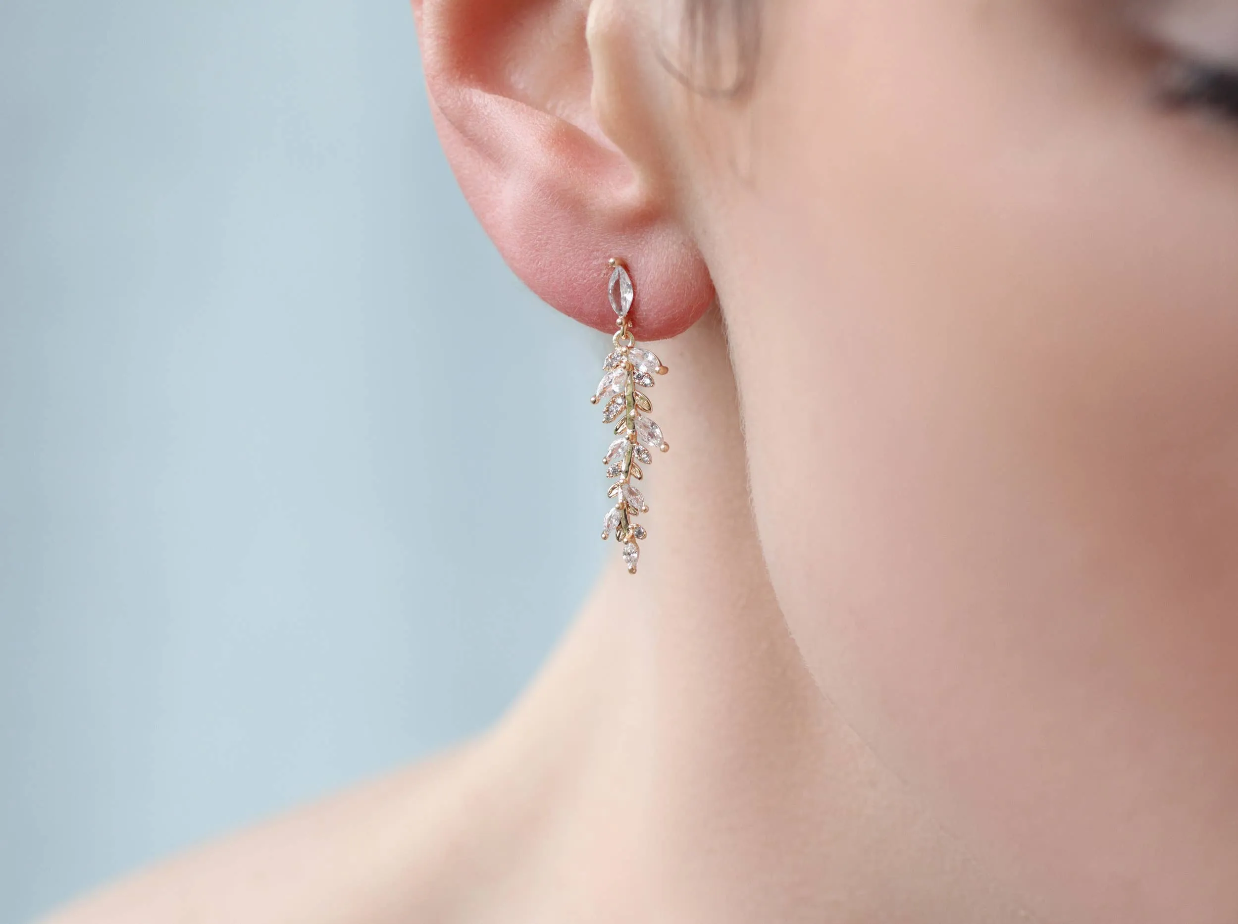 Feather Fern Drop Earrings   Glass & Cork Cloche