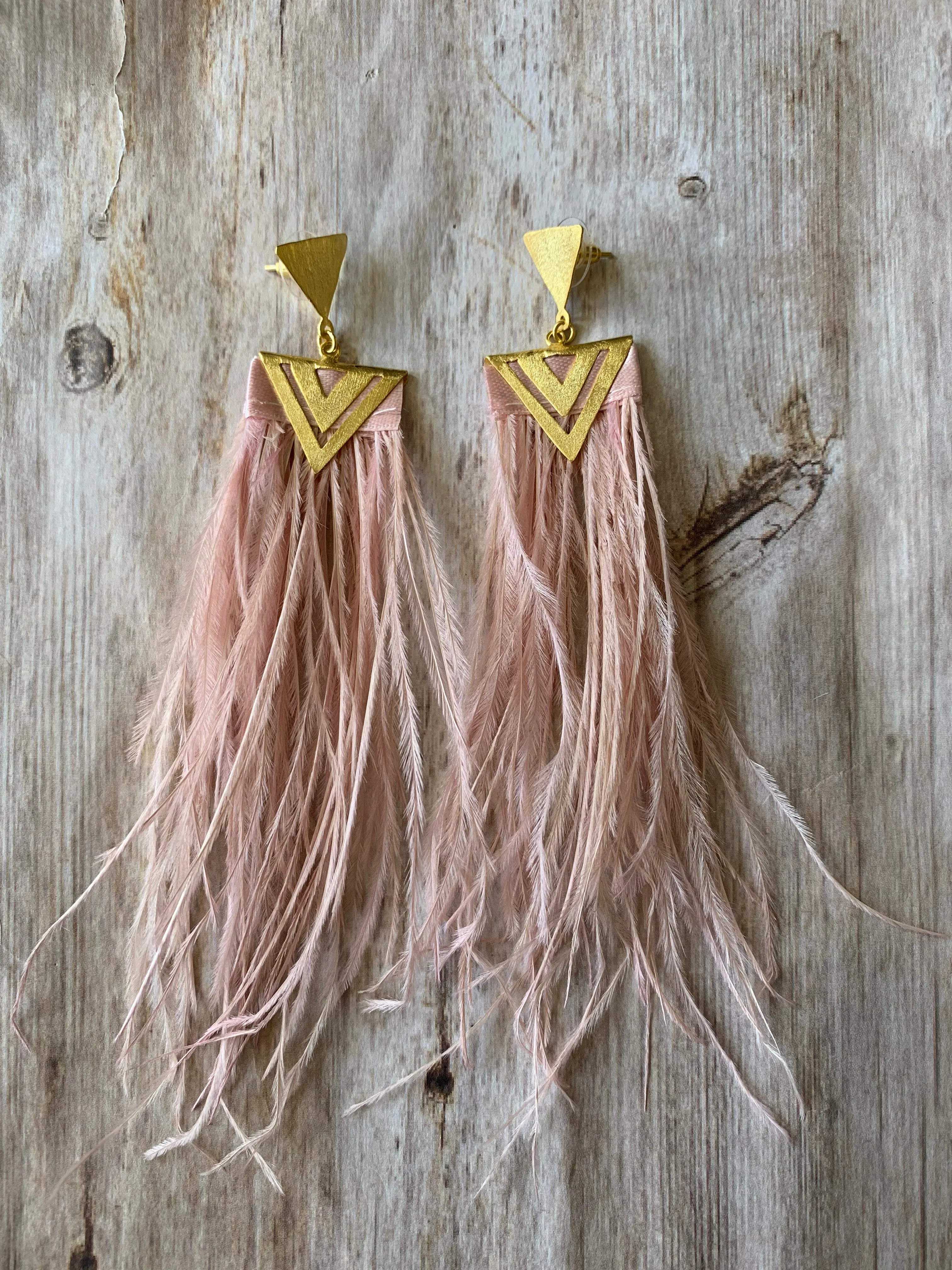 Feather Geometric Gold Earrings