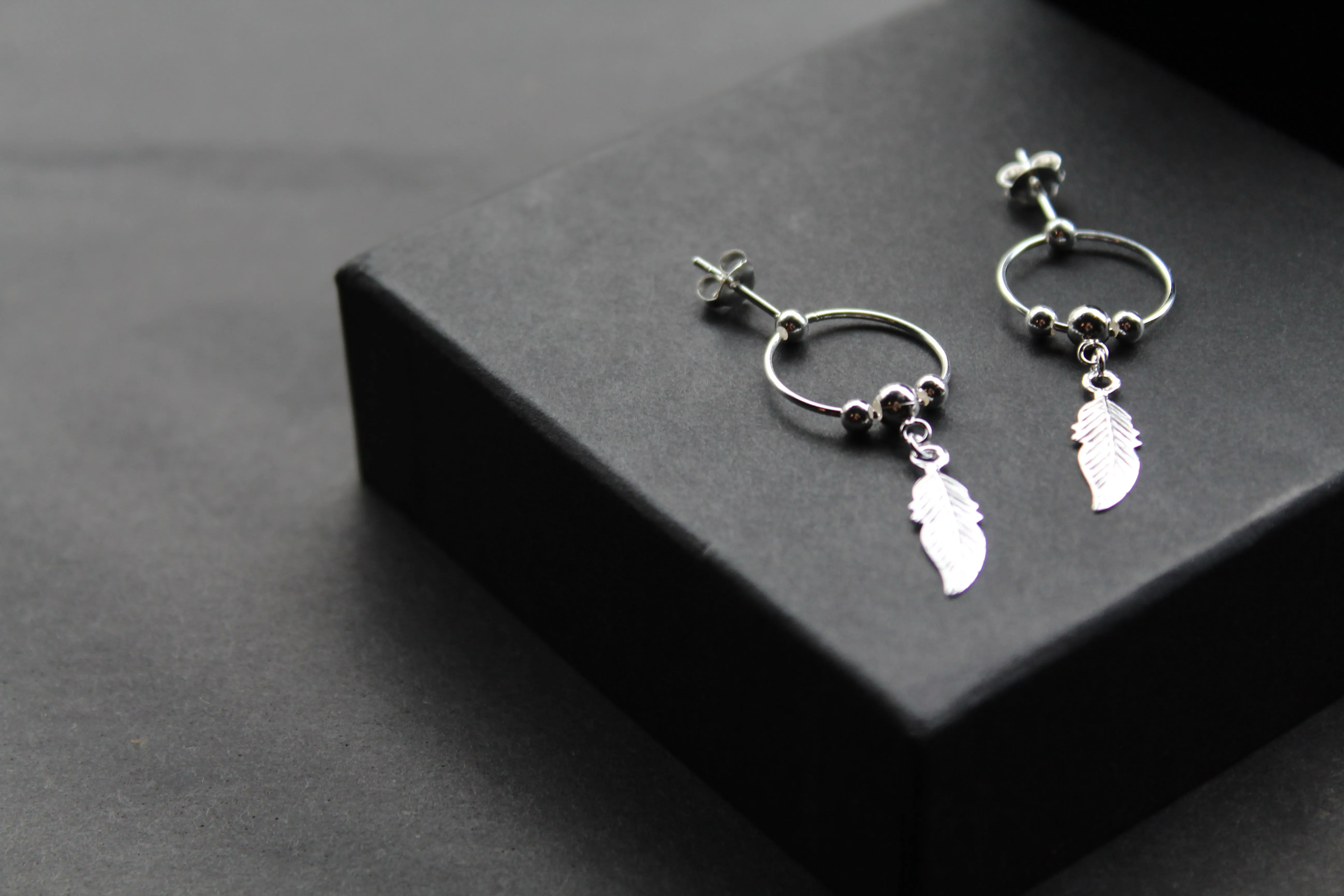 Feather Hoop Earrings on Post