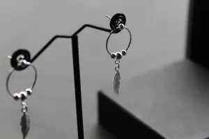 Feather Hoop Earrings on Post