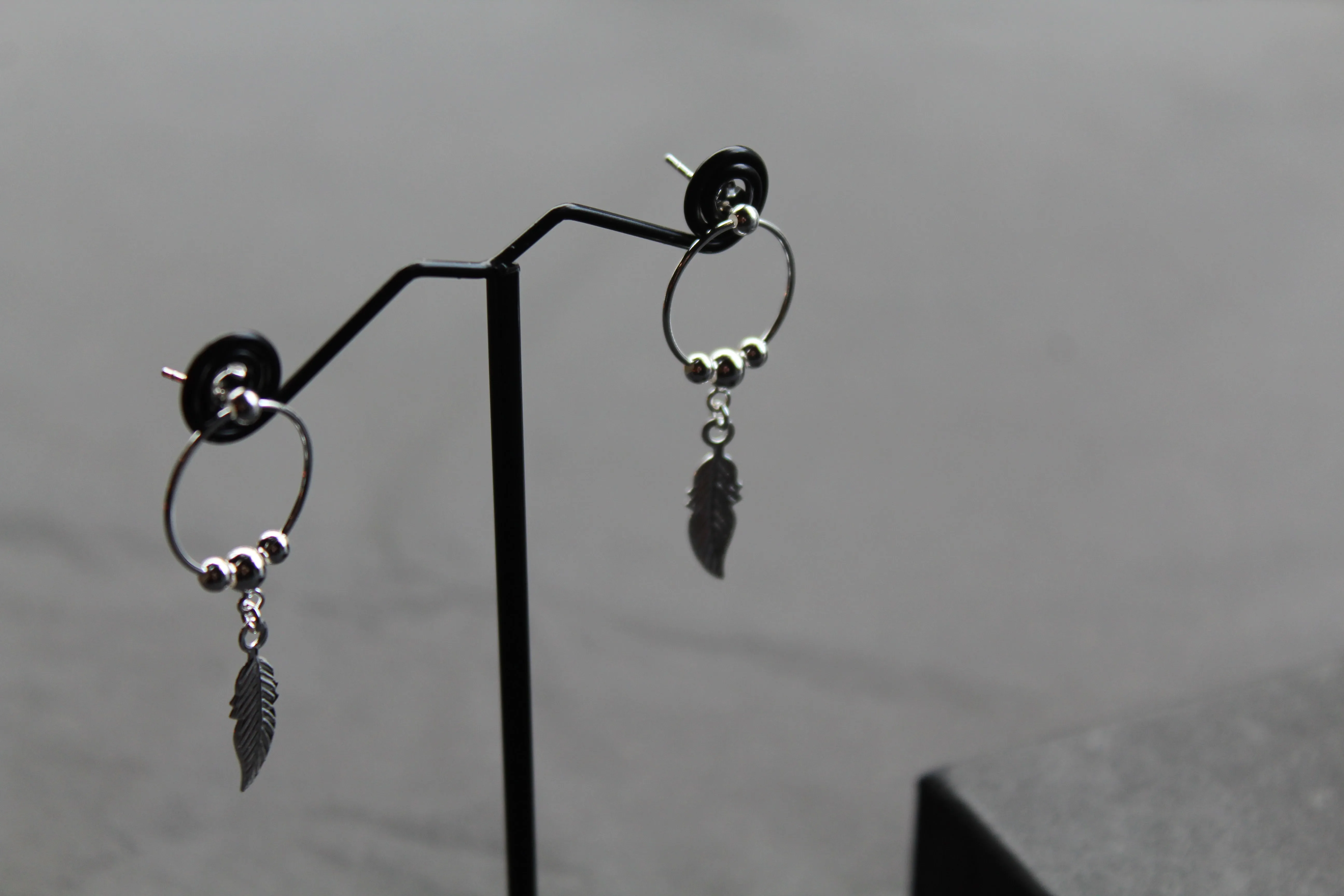 Feather Hoop Earrings on Post